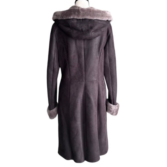 DANIER, GORGEOUS HOODED COAT MADE OF GENUINE LAMB FUR ( SHEARED AND DYED), SZ. S - Picture 9 of 14